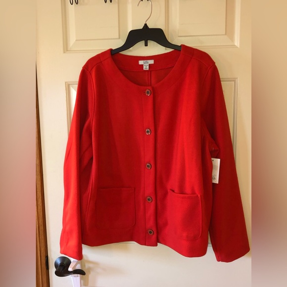 Croft & Barrow collarless knit jacket cardigan NWT Size 1X Plus Sized - Picture 2 of 16